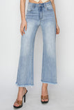 RISEN High Rise Ankle Wide Fray Hem Jeans