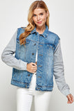 Women's Denim  Jacket with Fleece Hoodie