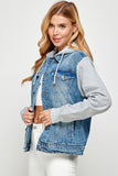 Women's Denim  Jacket with Fleece Hoodie