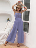 Openwork Spaghetti Strap Wide Leg Jumpsuit • More Colors