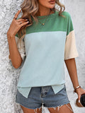 Color Block Round Neck Half Sleeve T-Shirt • More Colors