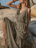V-Neck Tie Shoulder Crochet Maxi Dress • More Colors