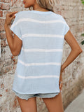 Striped Round Neck Short Sleeve Knit Top • More Colors