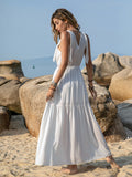 V-Neck Tie Shoulder Crochet Maxi Dress • More Colors