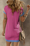 Textured Round Neck Short Sleeve Dress • More Colors