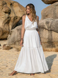 V-Neck Tie Shoulder Crochet Maxi Dress • More Colors