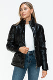 Pocketed Zip Up Faux Leather Jacket