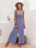 Openwork Spaghetti Strap Wide Leg Jumpsuit • More Colors