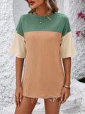 Color Block Round Neck Half Sleeve T-Shirt • More Colors