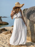 V-Neck Tie Shoulder Crochet Maxi Dress • More Colors