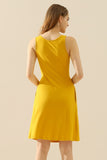 Round Neck Ruched Sleeveless Dress with Pockets • More Colors