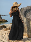 V-Neck Tie Shoulder Crochet Maxi Dress • More Colors