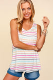 Round Neck Striped Knit Tank