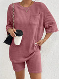 Ribbed Round Neck Top and Shorts Set • More Colors
