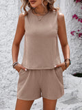 Round Neck Sleeveless Top and Shorts Set • More Colors
