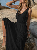 V-Neck Tie Shoulder Crochet Maxi Dress • More Colors