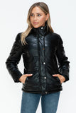 Pocketed Zip Up Faux Leather Jacket