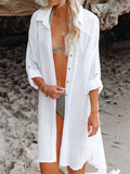 Button Up Roll-Tab Sleeve Cover-Up • More Colors
