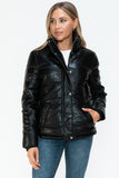 Pocketed Zip Up Faux Leather Jacket