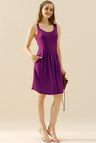 Round Neck Ruched Sleeveless Dress with Pockets • More Colors