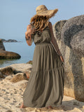 V-Neck Tie Shoulder Crochet Maxi Dress • More Colors
