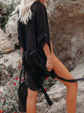 Button Up Roll-Tab Sleeve Cover-Up • More Colors