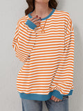 Contrast Striped Long Sleeve Sweatshirt • More Colors