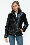Pocketed Zip Up Faux Leather Jacket