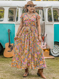 Plus Size Ruffled Printed Cap Sleeve Dress • More Colors
