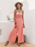 Openwork Spaghetti Strap Wide Leg Jumpsuit • More Colors
