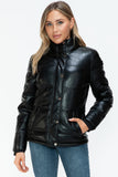 Pocketed Zip Up Faux Leather Jacket