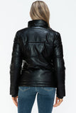 Pocketed Zip Up Faux Leather Jacket
