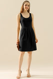 Round Neck Ruched Sleeveless Dress with Pockets • More Colors