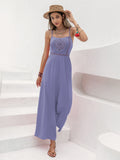 Openwork Spaghetti Strap Wide Leg Jumpsuit • More Colors