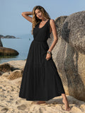 V-Neck Tie Shoulder Crochet Maxi Dress • More Colors