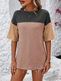 Color Block Round Neck Half Sleeve T-Shirt • More Colors