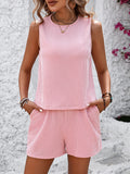 Round Neck Sleeveless Top and Shorts Set • More Colors