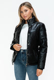 Pocketed Zip Up Faux Leather Jacket