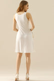 Round Neck Ruched Sleeveless Dress with Pockets • More Colors