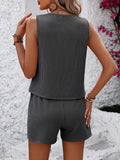 Round Neck Sleeveless Top and Shorts Set • More Colors
