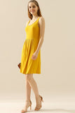 Round Neck Ruched Sleeveless Dress with Pockets • More Colors