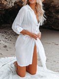 Button Up Roll-Tab Sleeve Cover-Up • More Colors