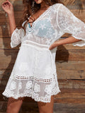 Lace Detail Plunge Cover-Up Dress • More Colors