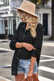 Waffle-Knit Collared Neck Dropped Shoulder Shirt • More Colors