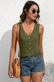 Buttoned Deep V Tank • More Colors