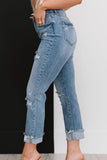 RISEN Taking It Easy Distressed Straight Leg Jeans