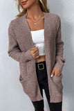 Rib-Knit Open Front Pocketed Cardigan • More Colors