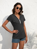 Half-Zip Short Sleeve Hooded Top • More Colors