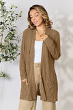 Basic Bae Ribbed Open Front Cardigan with Pockets • More Colors