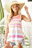 Neon Triblend Jersey With Multi Stripe Block Tank